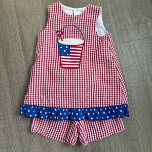 The Bailey Boys Patriotic Red Seersucker Outfit